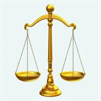 Clásico oro equilibrar escala medida o ley justicia símbolo. abogados día o mundo día de social justicia concepto por ai generado foto