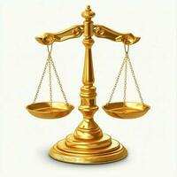 Clásico oro equilibrar escala medida o ley justicia símbolo. abogados día o mundo día de social justicia concepto por ai generado foto