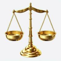 Clásico oro equilibrar escala medida o ley justicia símbolo. abogados día o mundo día de social justicia concepto por ai generado foto