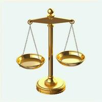 Clásico oro equilibrar escala medida o ley justicia símbolo. abogados día o mundo día de social justicia concepto por ai generado foto