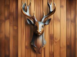 wooden background with deer head photo