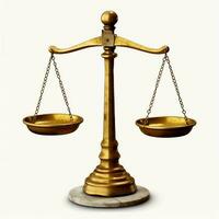 Vintage gold balance scale measure or law justice symbol. Lawyers day or world day of social justice concept by AI Generated photo