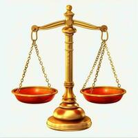 Clásico oro equilibrar escala medida o ley justicia símbolo. abogados día o mundo día de social justicia concepto por ai generado foto