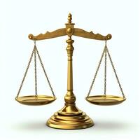 Clásico oro equilibrar escala medida o ley justicia símbolo. abogados día o mundo día de social justicia concepto por ai generado foto