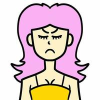 cartoon female angry face on white background photo