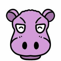 cute hippo face expression on white background illustration photo