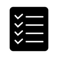 List icon, Site menu symbol, Checklist icon solid style, glyph flat icon. Vector design element.