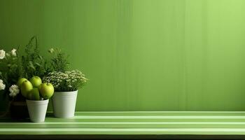 a green wall with a white background AI Generated photo