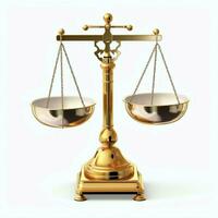 Clásico oro equilibrar escala medida o ley justicia símbolo. abogados día o mundo día de social justicia concepto por ai generado foto