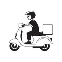 Black and white delivery bike drawings on a white background vector