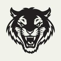 Black and white tiger face drawings on a white background vector