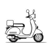 Black and white delivery bike drawings on a white background vector