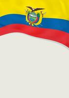 Leaflet design with flag of Ecuador. Vector template.