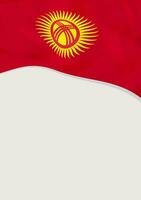 Leaflet design with flag of Kyrgyzstan. Vector template.