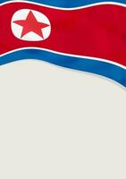 Leaflet design with flag of North Korea. Vector template.