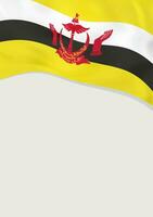 Leaflet design with flag of Brunei. Vector template.