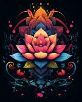 un pintura de un yoga loto flor actitud y su conexión ilustración antecedentes foto