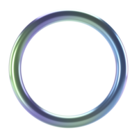 3d form metallisk holografiska ringa. glansig geometrisk primitiv objekt runda png