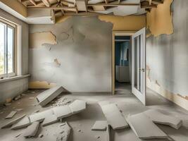 interior de un vacío abandonado habitación foto