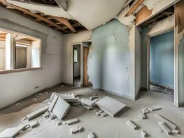 interior of a empty abandoned room photo