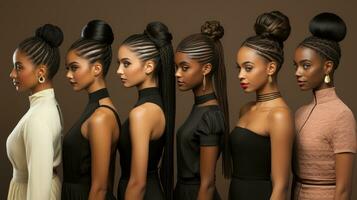 Fashionable black women posing in studio. Multiethnic group african american female models. photo