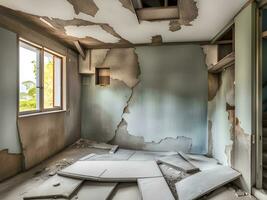 interior of a empty abandoned room photo