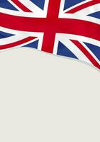 Leaflet design with flag of United Kingdom. Vector template.