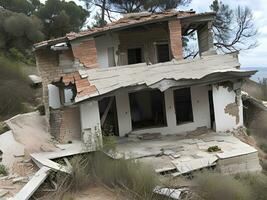 abandoned house in the city of Thailand photo