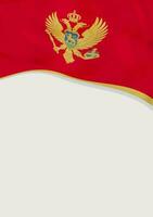 Leaflet design with flag of Montenegro. Vector template.