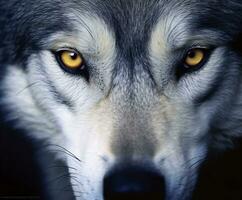 beautiful eyes of a wild wolf. Generative AI photo