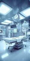 Modern equipment in operating room. Medical devices for neurosurgery. AI Generative photo
