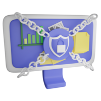 Data security clipart flat design icon isolated on transparent background, 3D render technology and cyber security concept png