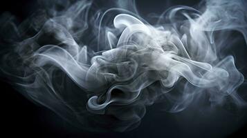 The close up view reveals the mesmerizing patterns and textures within the smoke, The ethereal quality of the smoke against the dark background. AI Generative photo