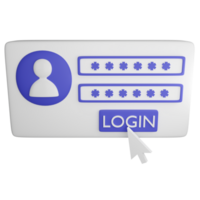 Login interface clipart flat design icon isolated on transparent background, 3D render technology and cyber security concept png