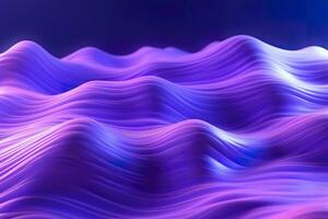 3D renders technological waves with purple, and vibrant colors. AI Generative photo