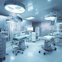 equipment and medical devices in modern operating room. AI Generative photo