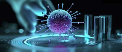 Scientists studying the serious coronavirus, virus. Pharmaceutical scientific research background. AI Generative photo