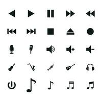 Media player collection, video player icon set vector. vector