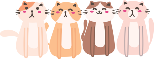 Cute cat cartoon on transparent background. png