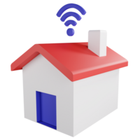 Wifi privacy at house clipart flat design icon isolated on transparent background, 3D render technology and cyber security concept png