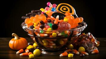 colorful halloween candy pumpkin collection AI Generative photo