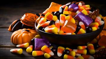 colorful halloween candy pumpkin collection AI Generative photo