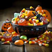 colorful halloween candy pumpkin collection AI Generative photo