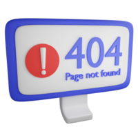 404 not found system error clipart flat design icon isolated on transparent background, 3D render technology and cyber security concept png