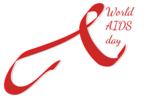 wereld AIDS dag. december 1e. lint met AIDS bewustzijn lintje. png
