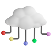 Cloud computing system clipart flat design icon isolated on transparent background, 3D render technology and cyber security concept png