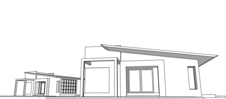 house architectural sketch 3d illustration png