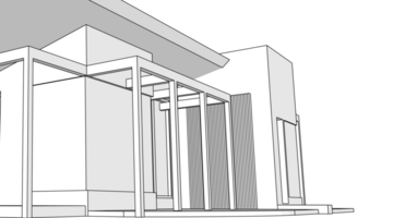 house architectural sketch 3d illustration png