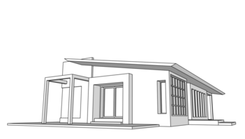 house architectural sketch 3d illustration png