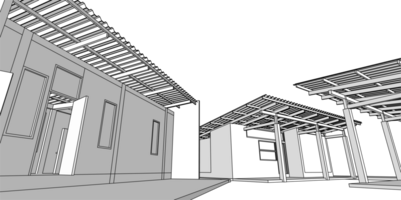 casa arquitectónico bosquejo 3d ilustración png